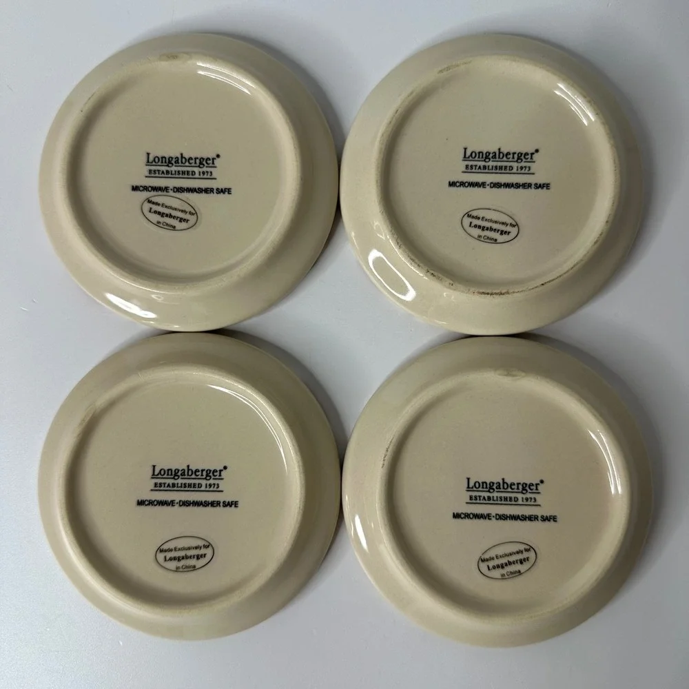 4 Longaberger Peppermint Twist Coasters Appetizer Plates Candle Holder Christmas